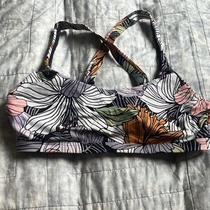 Title Nine Floral Print Bikini Top in White, Black, Pink, Orange, Green